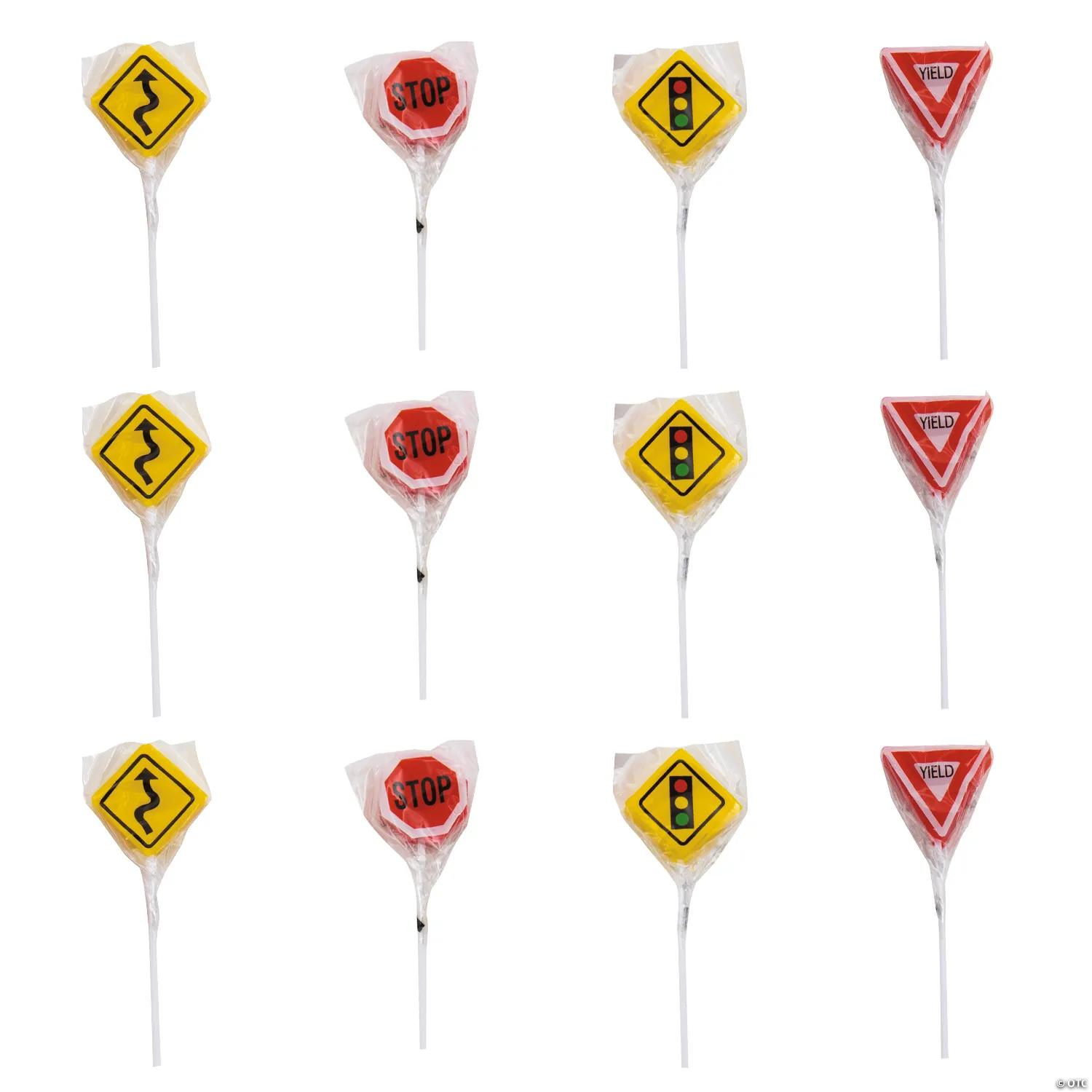 Racing Street Sign Fruit Lollipops - 12 Pk